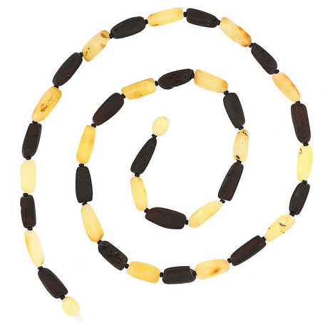 Natural Amber Beaded Necklace - Alternating Light & Dark Tones
