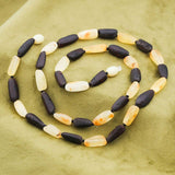 Natural Amber Beaded Necklace - Alternating Light & Dark Tones