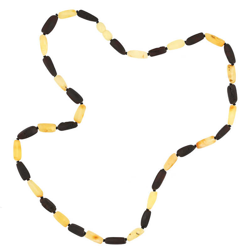 Natural Amber Beaded Necklace - Alternating Light & Dark Tones