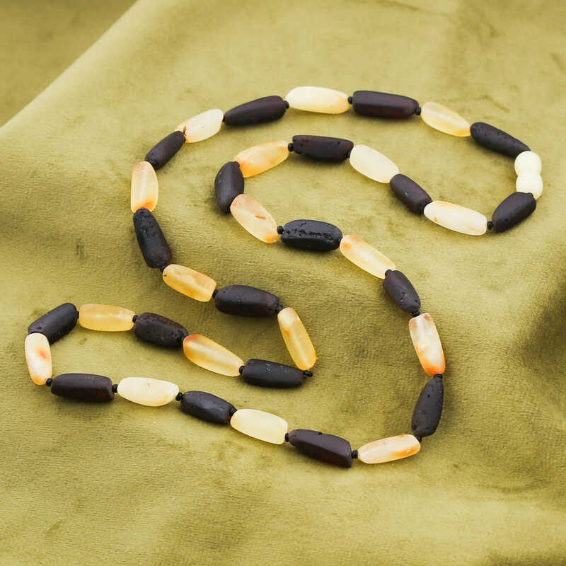 Amber Beaded Necklace - Natural Dark & Light Organic Style