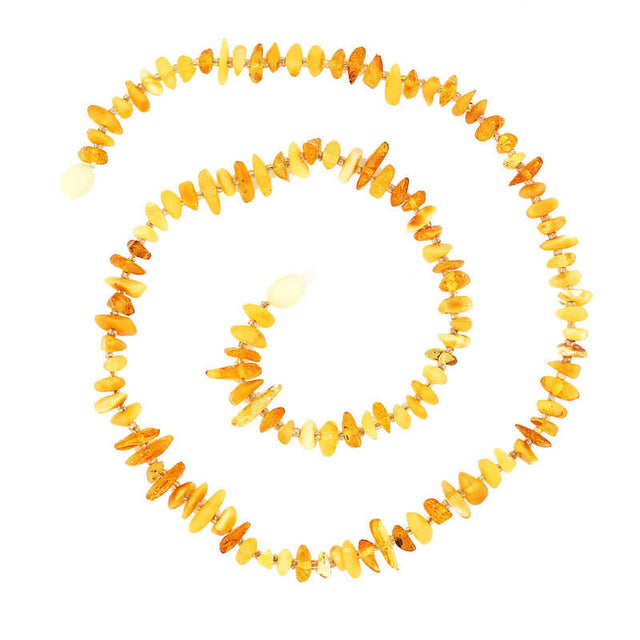 Natural Chip Amber Necklace - Irregular Teardrop Design