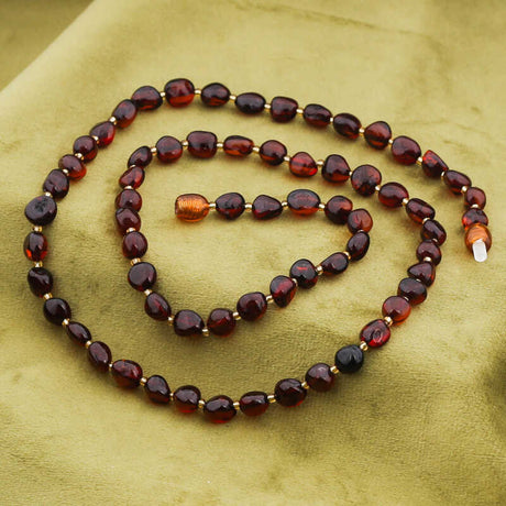 Amber Beaded Necklace - Organic Drop Shape Design
