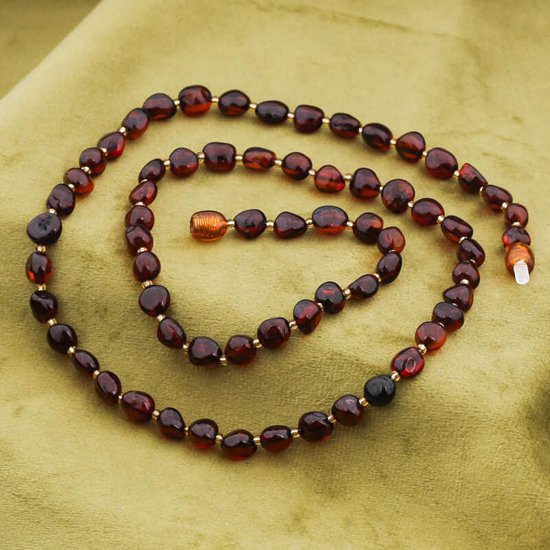 Amber Beaded Necklace - Organic Drop Shape Design