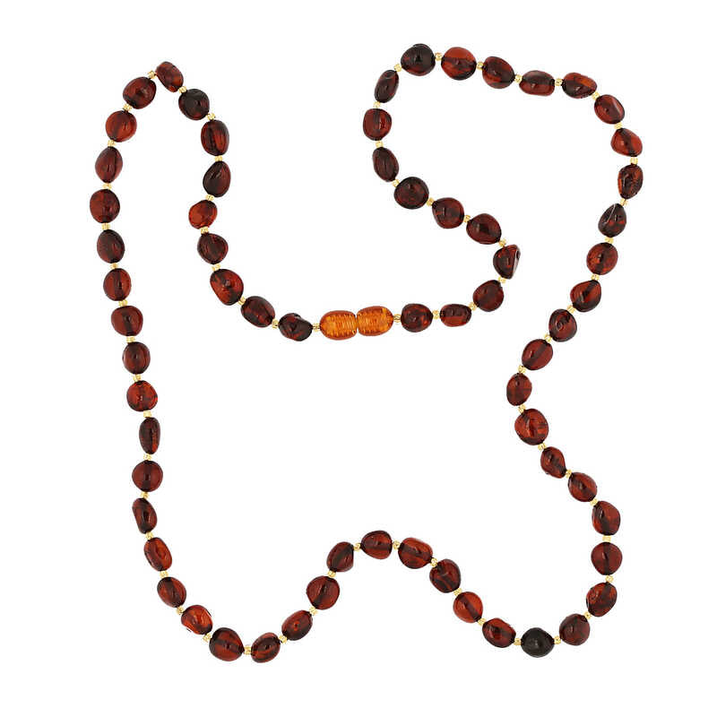 Amber Beaded Necklace - Organic Drop Shape Design