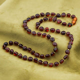 Amber Beaded Necklace - Organic Drop Shape Design