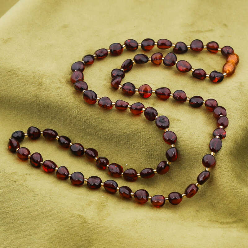 Amber Beaded Necklace - Organic Drop Shape Design