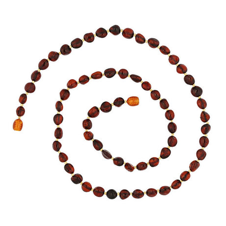 Amber Beaded Necklace - Organic Drop Shape Design