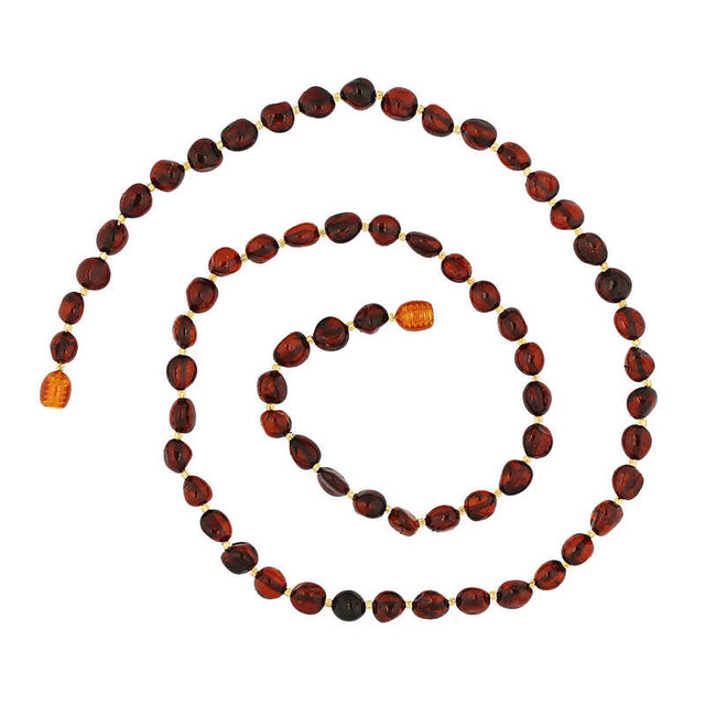 Amber Beaded Necklace - Organic Drop Shape Design