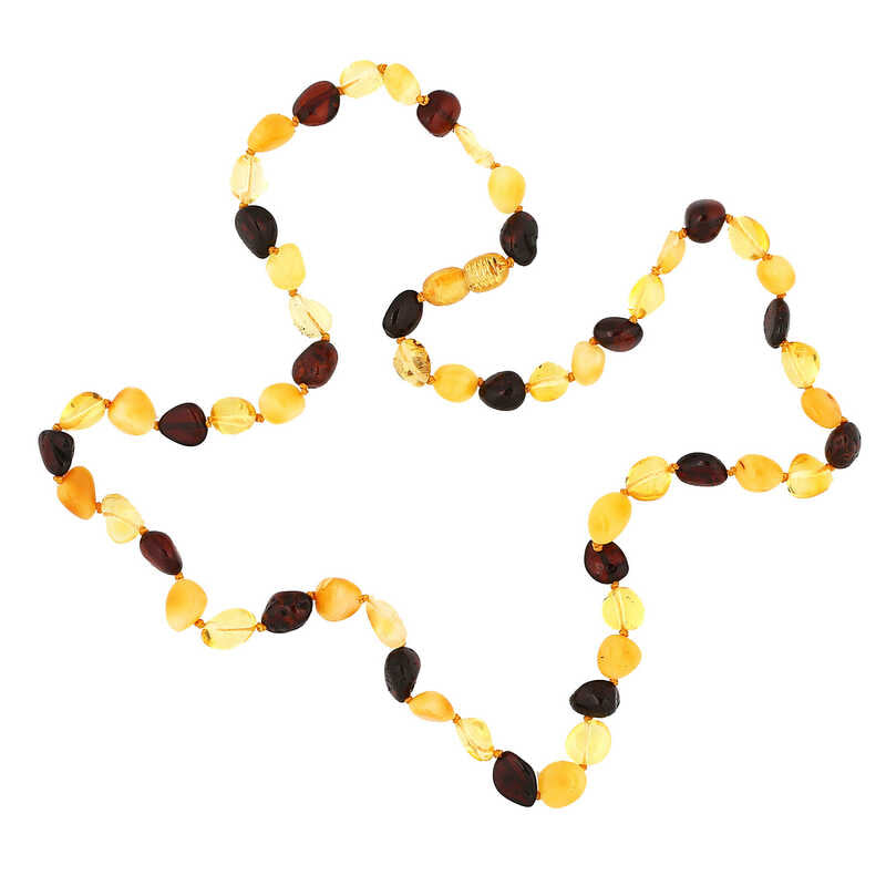 Mehrfarbige Bernstein-Tropfenperlen-Halskette – Naturstein
