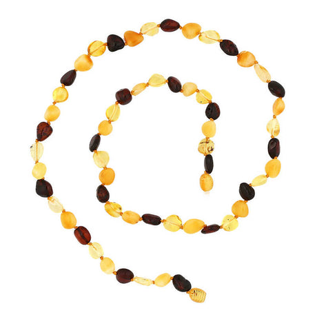 Multi-Color Amber Teardrop Bead Necklace - Natural Stone