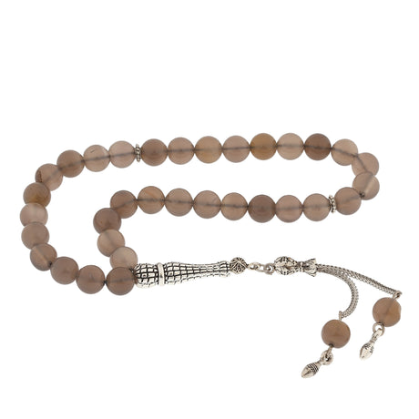 Prayer Beads - Water Agate & Silver-Tone Tasseled Tasbih