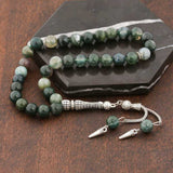 Tesbih - Natural Indian Agate & Sterling Silver Prayer Beads