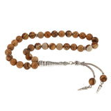 Tasbih - Natural Jasper Stone Prayer Beads with Elegant Silver-Tone Tassel