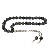 Tesbih - Snowflake Obsidian Prayer Beads with Elegant Metal Tassel
