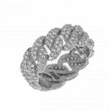 Ring - Silver-Tone Pave Cuban Link Statement Ring