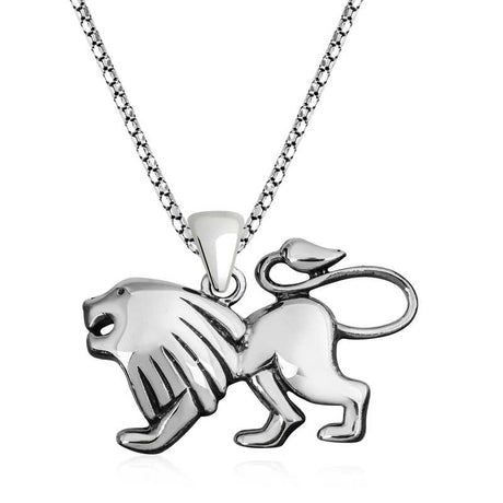 Sterling Silver Lion Pendant Necklace - Majestic Animal Design