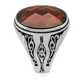Professional Silver Red Zircon Men's Ring