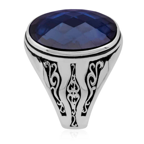 Premium Silver Blue Zircon Men's Statement Ring