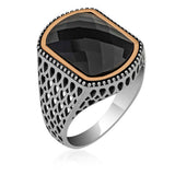 Premium Men's Silver Zircon Stone Ring