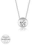 Sterling Silver Necklace - Zirconia Solitaire Bezel Pendant