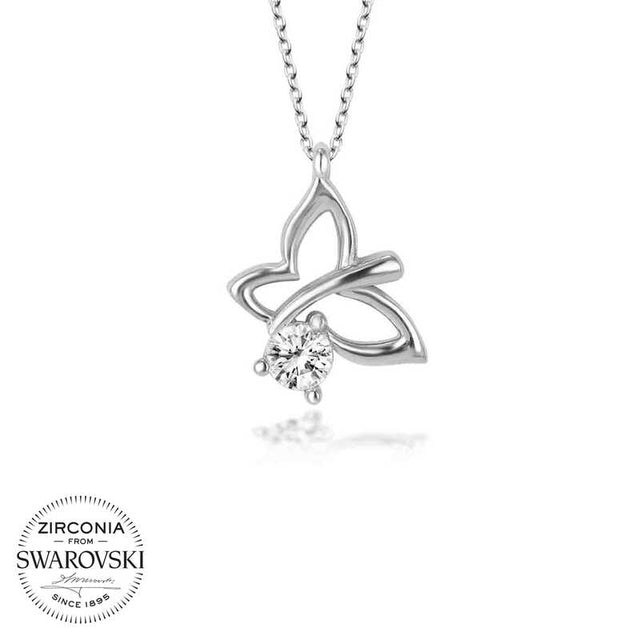 Necklace - Silver-Tone Butterfly with Swarovski Zirconia Pendant