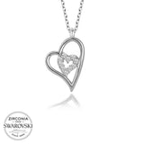 Necklace - Sterling Silver Zirconia Nested Heart Pendant