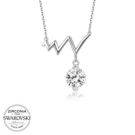 Necklace - Sterling Silver Zirconia Rhythm Solitaire Pendant
