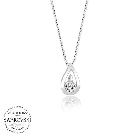 Necklace - Silver Teardrop Zirconia from Swarovski Pendant
