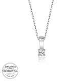Zirconia Solitaire Pendant Necklace - Dainty Sterling Silver Design