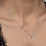 Necklace - Sterling Silver Swarovski Zirconia Dainty Flower Solitaire