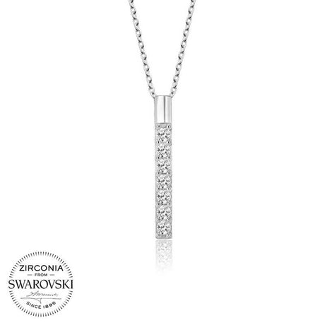 Necklace - Sterling Silver Swarovski Zirconia Minimalist Bar
