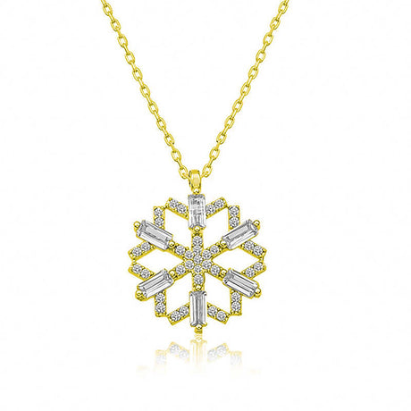 Necklace - Gold-Tone Sterling Silver Sparkling Snowflake Pendant