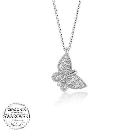 Sterling Silver Necklace - Sparkling Zirconia from Swarovski Butterfly Pendant