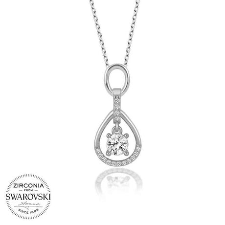 Necklace - Silver-Tone Zirconia from Swarovski Teardrop Solitaire Pendant