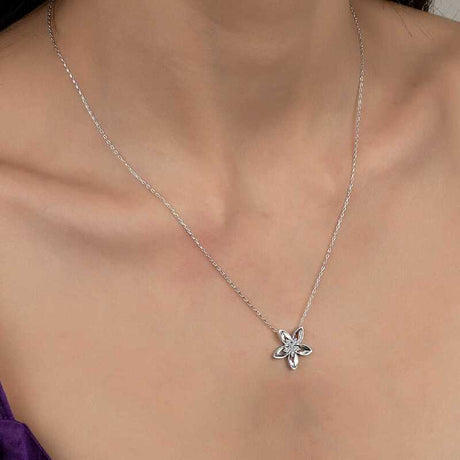 Necklace - Sterling Silver Zirconia from Swarovski Floral Pendant