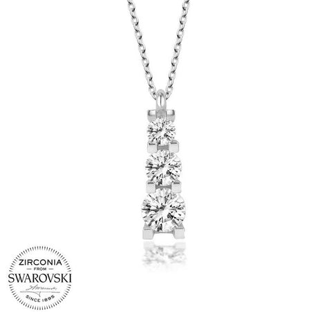 Necklace - Sterling Silver Swarovski Zirconia Three-Stone Solitaire