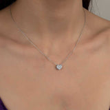Necklace - Sparkling Zirconia Pave Heart Pendant in Sterling Silver