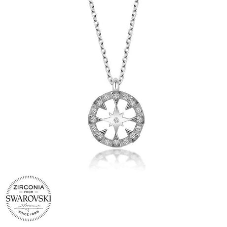 Necklace - Sterling Silver Zirconia Celestial Starburst Pendant