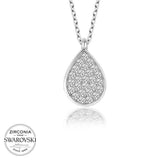Sterling Silver Teardrop Necklace with Sparkling Zirconia Pave