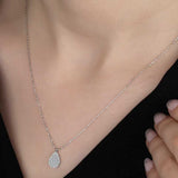 Sterling Silver Teardrop Necklace with Sparkling Zirconia Pave
