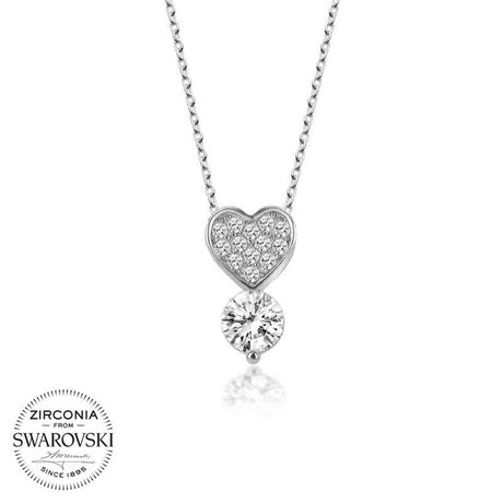 Necklace - Sterling Silver Sparkling Heart Zirconia Drop
