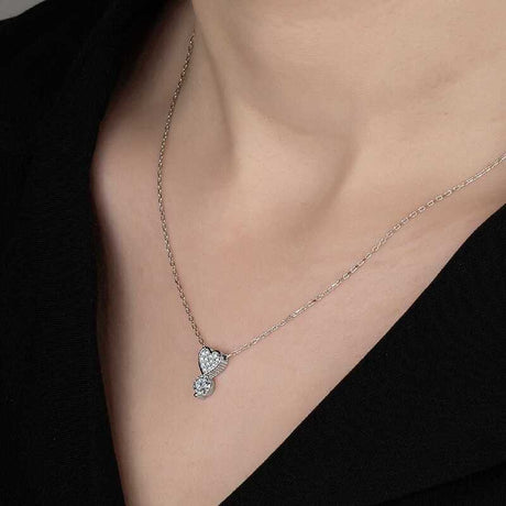 Necklace - Sterling Silver Sparkling Heart Zirconia Drop