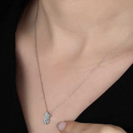 Necklace - Sterling Silver Zirconia Star Solitaire Pendant