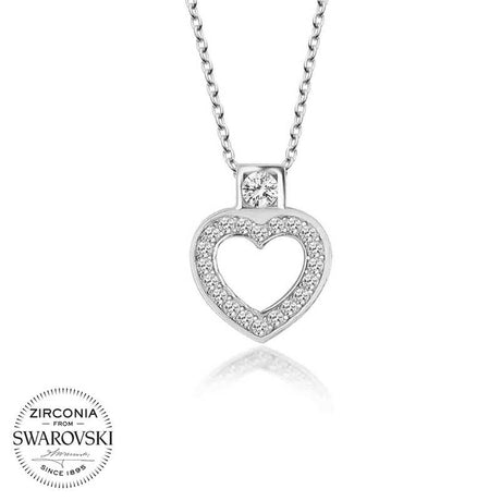 Sterling Silver Heart Pendant Necklace with Zirconia from Swarovski