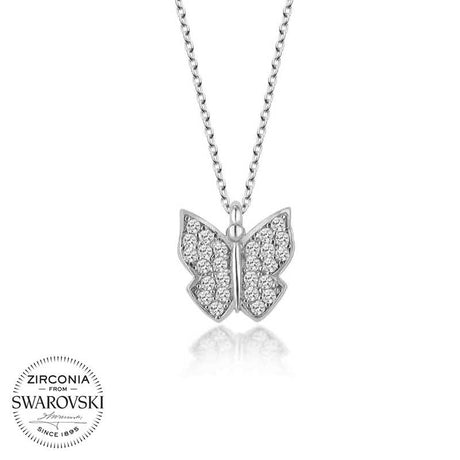 Sparkling Sterling Silver Butterfly Necklace - Swarovski Zirconia