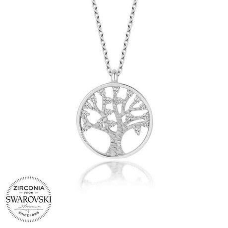 Necklace - Zirconia Silver-Tone Tree of Life Dainty Pendant