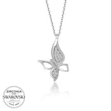 Sterling Silver Zirconia Butterfly Necklace - Sparkling Pendant