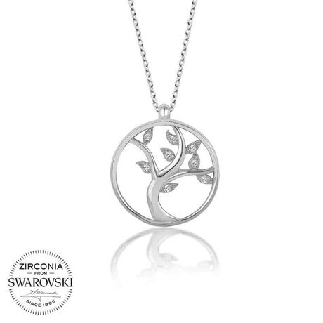 Necklace - Zirconia Silver-Tone Tree of Life Pendant