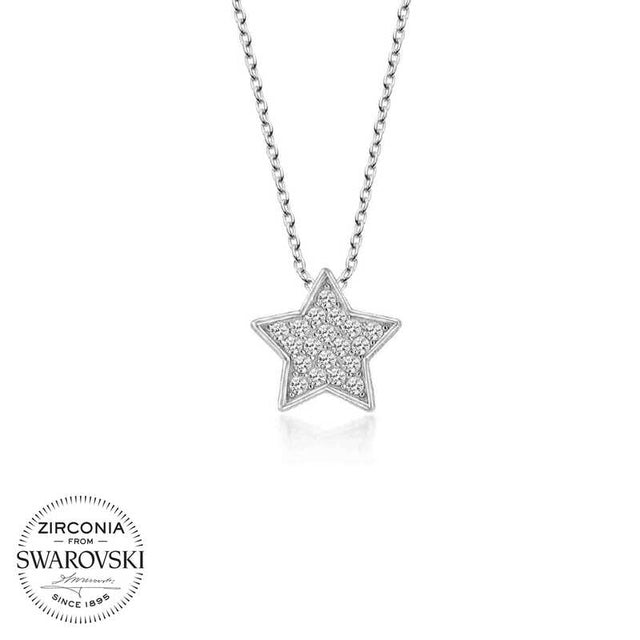 Dainty Sterling Silver Necklace - Sparkling Swarovski Zirconia Star Pendant