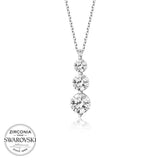 Zirconia Three-Stone Drop Necklace - Sterling Silver Graduated Pendant
